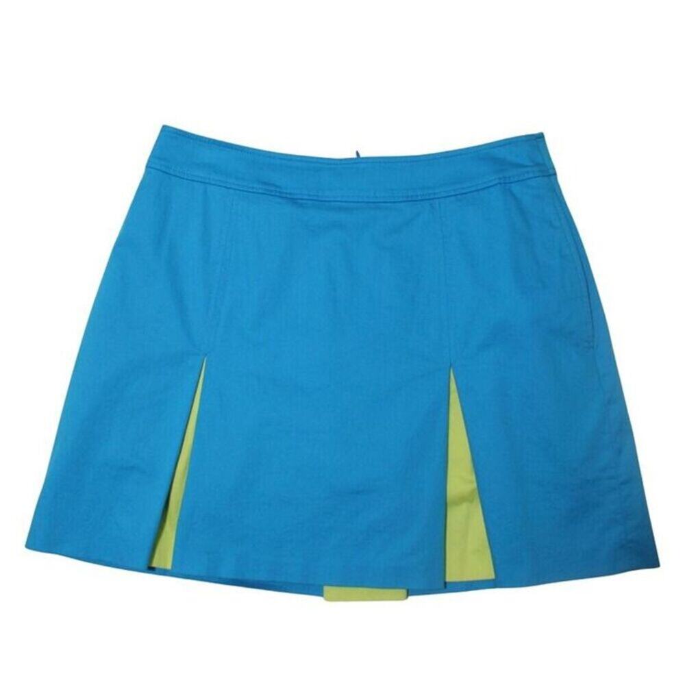 Burberry Golf Skort Nova Check Blue Yellow Pleated Skirt Size 8 Athletic Preppy